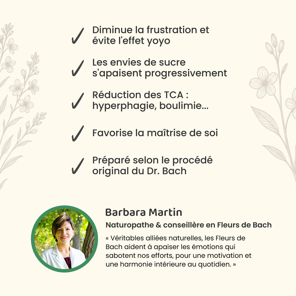Conseils naturopathe fleurs de Bach pour complexe perte de poids